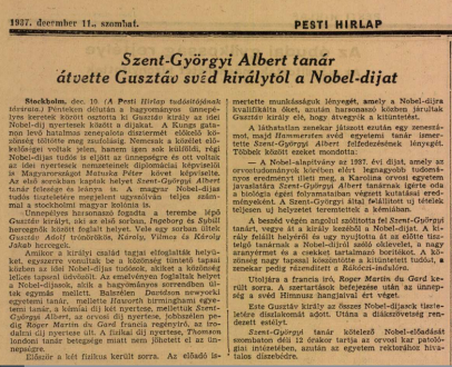A Pesti Hírlap cikke 1937. december 11-én